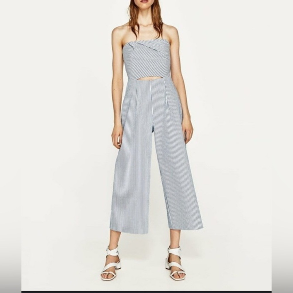 Zara striped jumpsuit